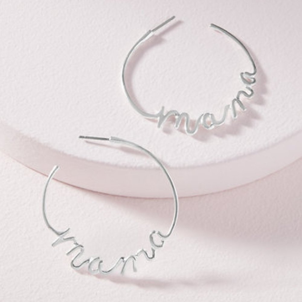Stella & Dot | SILVER Mama Hoop Earrings - Picture 2 of 9